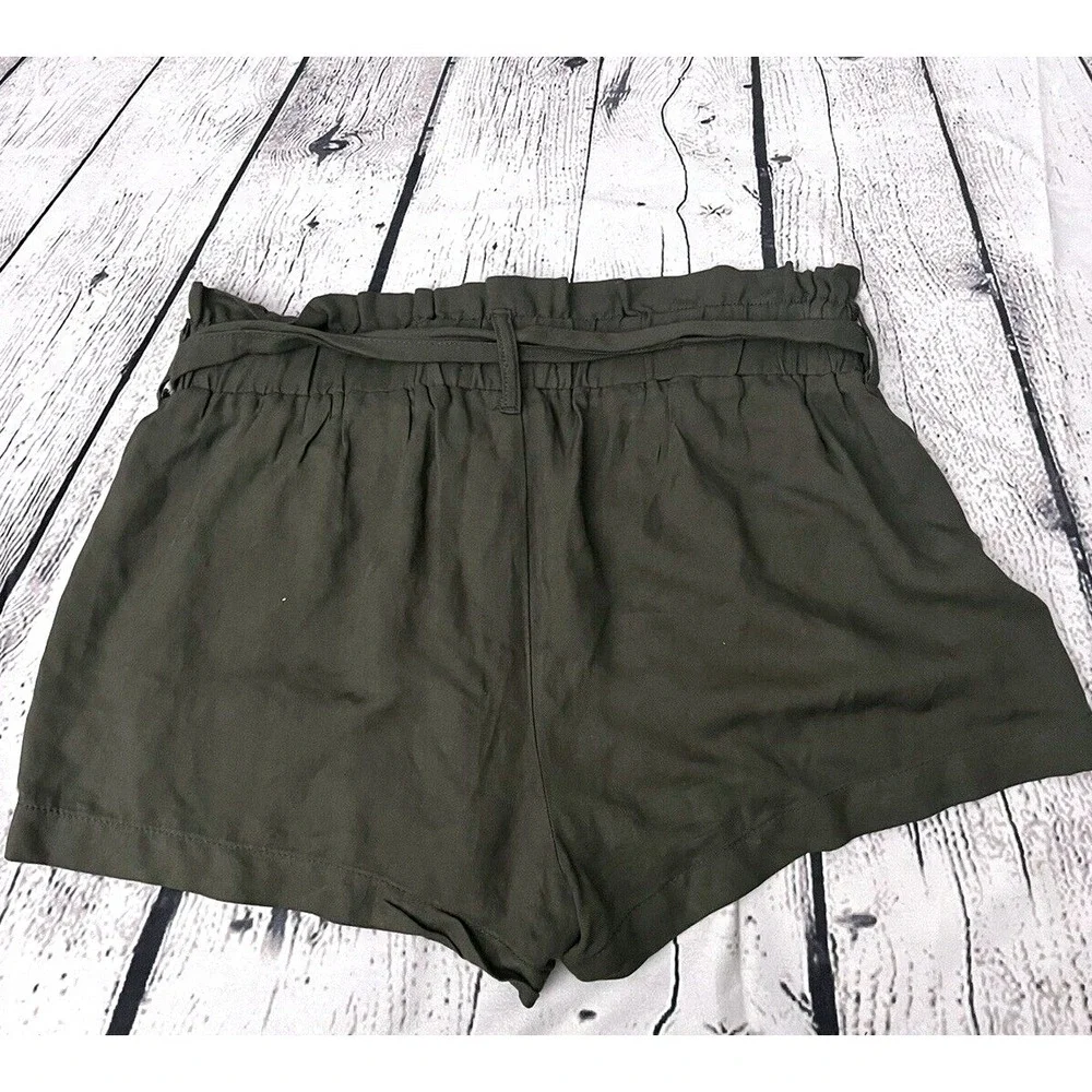 REWASH Short Shorts Womens Size Small Green Lightweight Belted Elastic Waistband